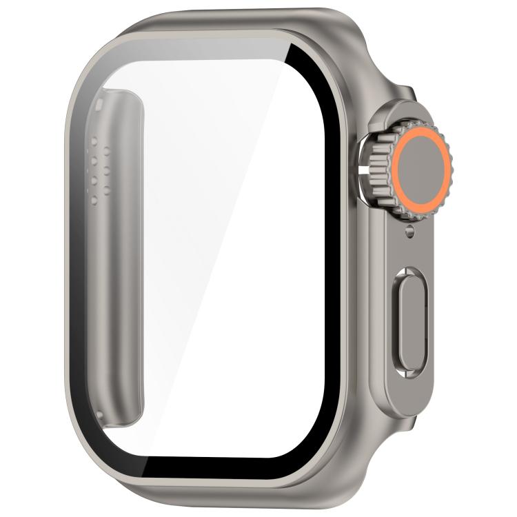For Apple Watch Series 6/5/4/SE/SE2 40mm Change to Ultra 49mm Tempered Film Integrated PC Button Watch Case(Titanium Steel Color) - Watch Cases by PMC TechLife | Online Shopping South Africa | PMC TechLife | Buy Now Pay Later Mobicred
