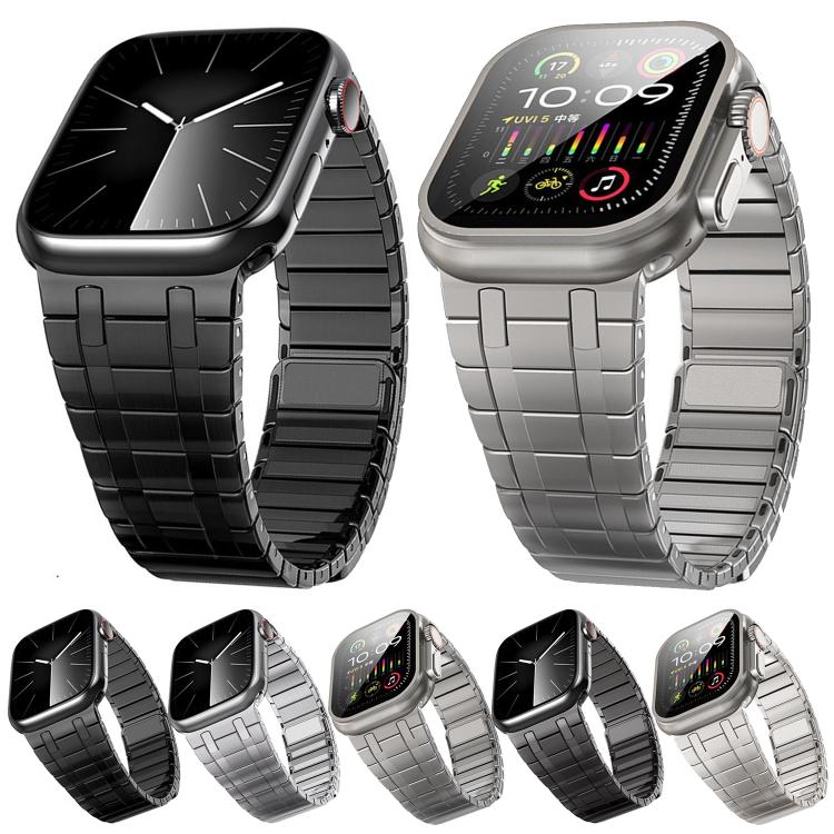 For Apple Watch 46mm / 49mm / 45mm / 44mm One Bead Magnetic Milan Stainless Steel Watch Band(Black) - Watch Bands by PMC TechLife | Online Shopping South Africa | PMC TechLife | Buy Now Pay Later Mobicred