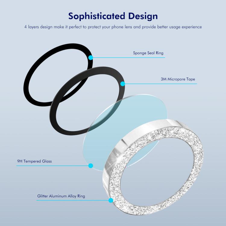 For iPhone 16e ENKAY Hat-Prince Glitter Rear Camera Lens Aluminium Alloy Ring Tempered Glass Film(Colorful) - free shipping - PMc TechLife - Order now!