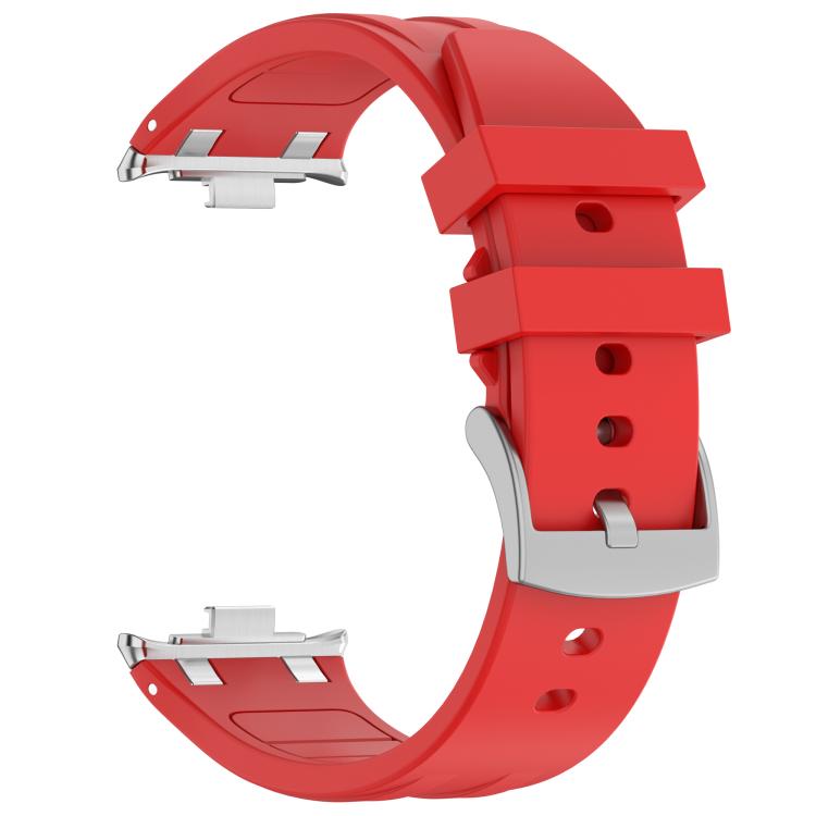 For Redmi Watch 5 / Xiaomi Smart Band 9 Pro Silver Metal Connector Silicone Watch Band(Red) - free shipping - PMC TechLife - Order now!