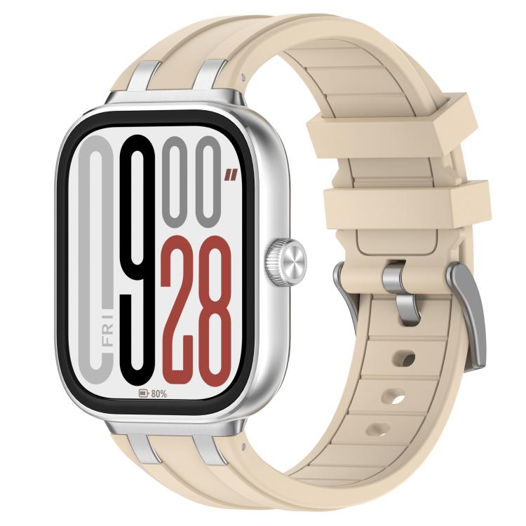 For Redmi Watch 5 / Xiaomi Smart Band 9 Pro Silver Metal Connector Silicone Watch Band(Starlight) - free shipping - PMC TechLife - Order now!