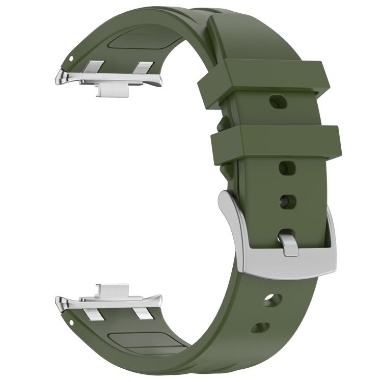 For Redmi Watch 5 / Xiaomi Smart Band 9 Pro Silver Metal Connector Silicone Watch Band(Olive Green) - free shipping - PMC TechLife - Order now!