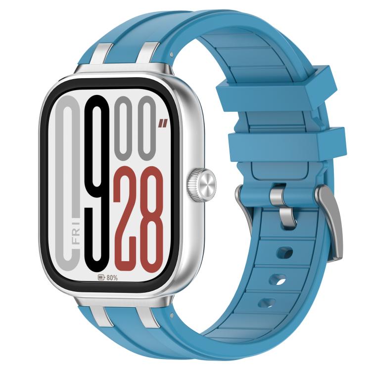 For Redmi Watch 5 / Xiaomi Smart Band 9 Pro Silver Metal Connector Silicone Watch Band(Sea Blue) - free shipping - PMC TechLife - Order now!
