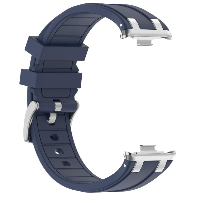 For Redmi Watch 5 / Xiaomi Smart Band 9 Pro Silver Metal Connector Silicone Watch Band(Navy Blue) - free shipping - PMC TechLife - Order now!