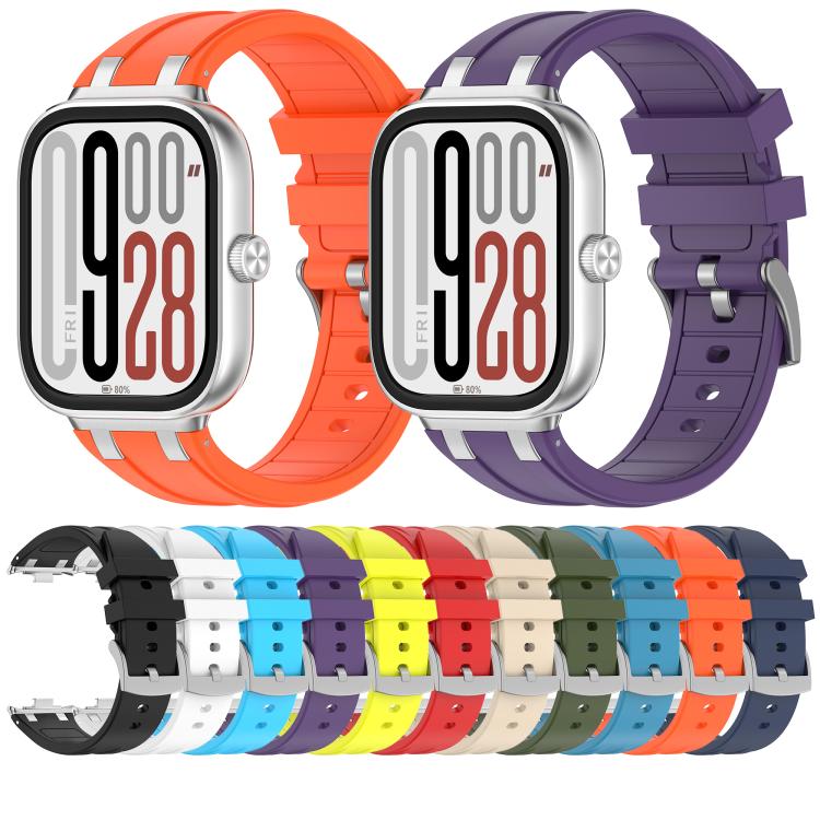 For Redmi Watch 5 / Xiaomi Smart Band 9 Pro Silver Metal Connector Silicone Watch Band(Orange) - free shipping - PMC TechLife - Order now!