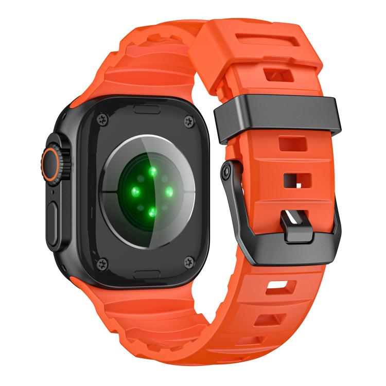 For Apple Watch 46mm / 49mm / 45mm / 44mm Black Buckle Field Path Fluororubber Watch Band(Orange) - free shipping - PMC TechLife - Order now!
