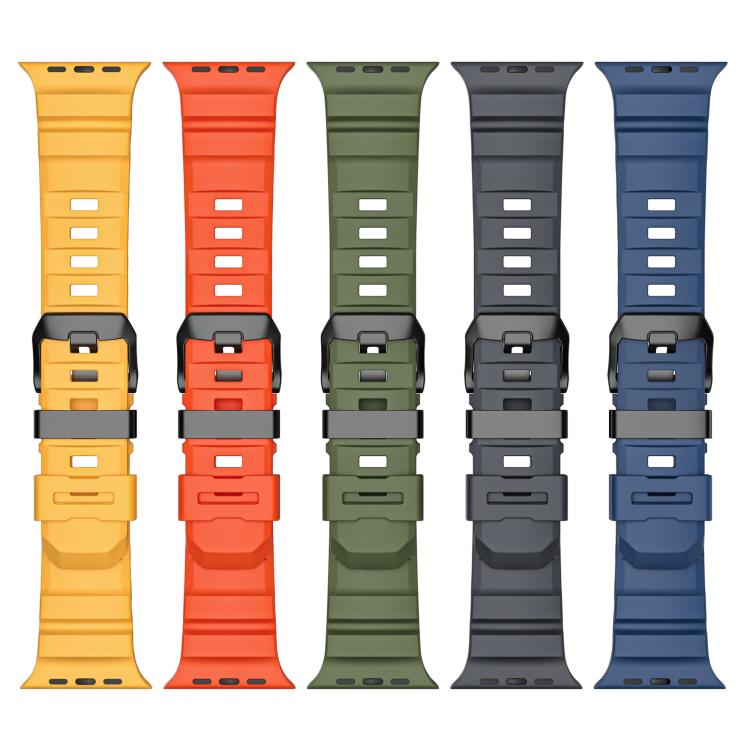 For Apple Watch 46mm / 49mm / 45mm / 44mm Black Buckle Field Path Fluororubber Watch Band(Orange) - free shipping - PMC TechLife - Order now!