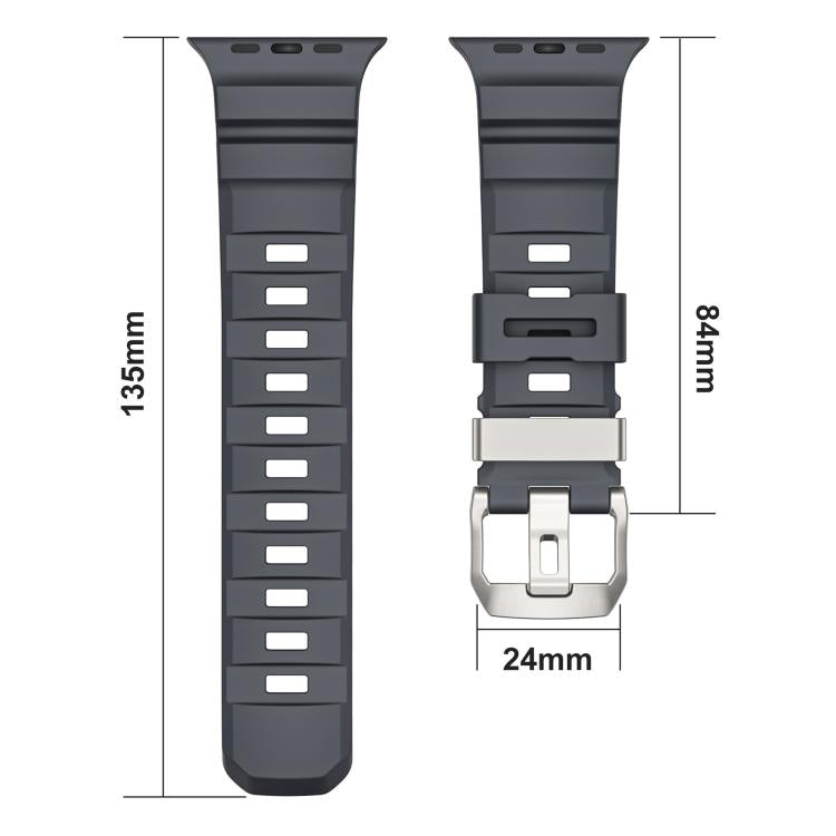 For Apple Watch 46mm / 49mm / 45mm / 44mm Black Buckle Field Path Fluororubber Watch Band(Orange) - free shipping - PMC TechLife - Order now!