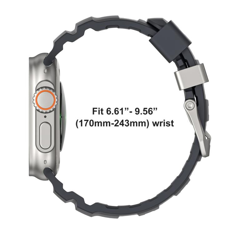 For Apple Watch 46mm / 49mm / 45mm / 44mm Black Buckle Field Path Fluororubber Watch Band(Orange) - free shipping - PMC TechLife - Order now!