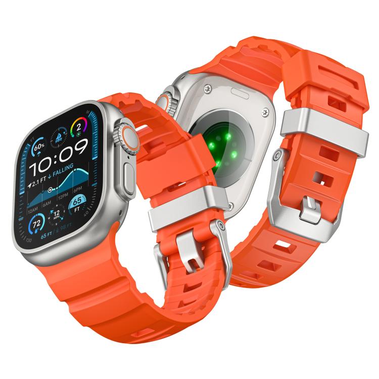 For Apple Watch 46mm / 49mm / 45mm / 44mm Titanium Buckle Field Path Fluororubber Watch Band(Orange) - free shipping - PMC TechLife - Order now!