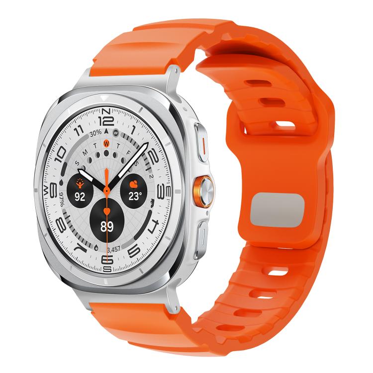 For Samsung Galaxy Watch Ultra 47mm Silver Connector Reverse Buckle Fluororubber Watch Band(Orange) - free shipping - PMC TechLife - Order now!