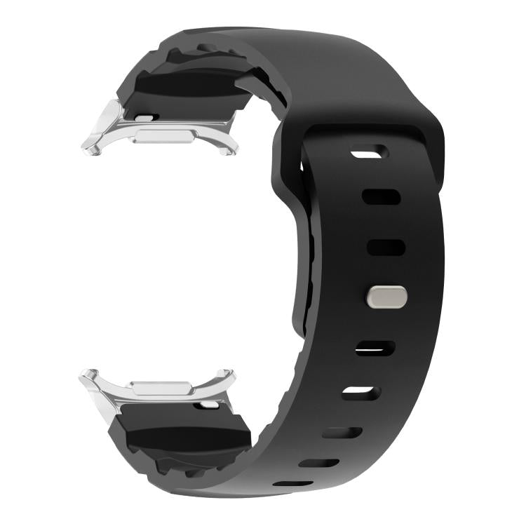 For Samsung Galaxy Watch Ultra 47mm Silver Connector Reverse Buckle Fluororubber Watch Band(Black) - free shipping - PMC TechLife - Order now!