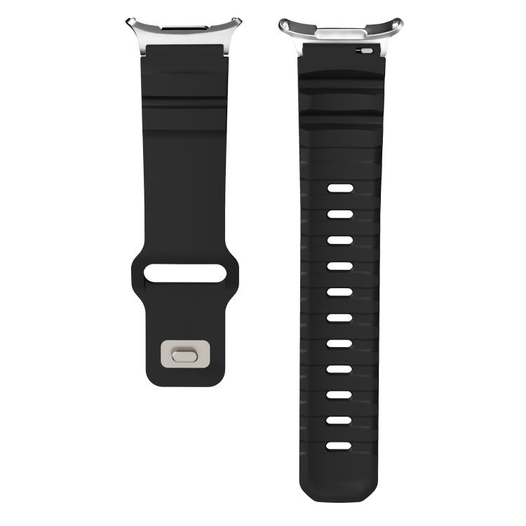 For Samsung Galaxy Watch Ultra 47mm Silver Connector Reverse Buckle Fluororubber Watch Band(Black) - free shipping - PMC TechLife - Order now!