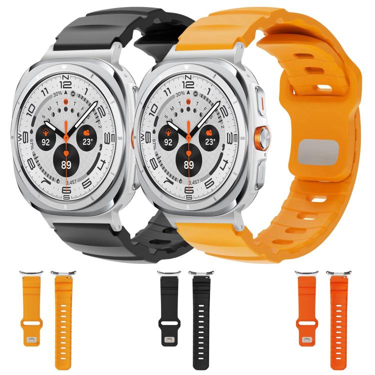 For Samsung Galaxy Watch Ultra 47mm Silver Connector Reverse Buckle Fluororubber Watch Band(Yellow) - free shipping - PMC TechLife - Order now!