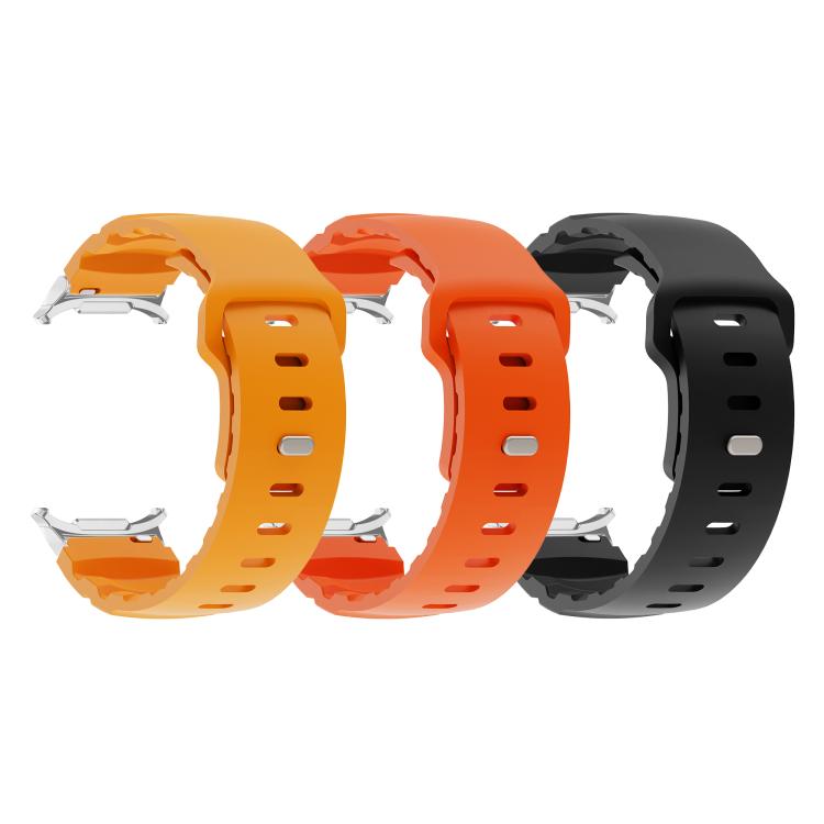 For Samsung Galaxy Watch Ultra 47mm Silver Connector Reverse Buckle Fluororubber Watch Band(Orange) - free shipping - PMC TechLife - Order now!
