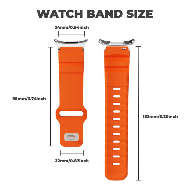 For Samsung Galaxy Watch Ultra 47mm Silver Connector Reverse Buckle Fluororubber Watch Band(Orange) - free shipping - PMC TechLife - Order now!
