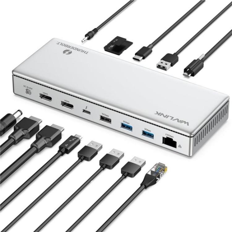 WAVLINK UTD45 96W Charging 8K / 4K Display Thunderbolt 4 Docking Station 13-in-1 Hub(AU Plug) - free shipping - PMc TechLife - Order now!