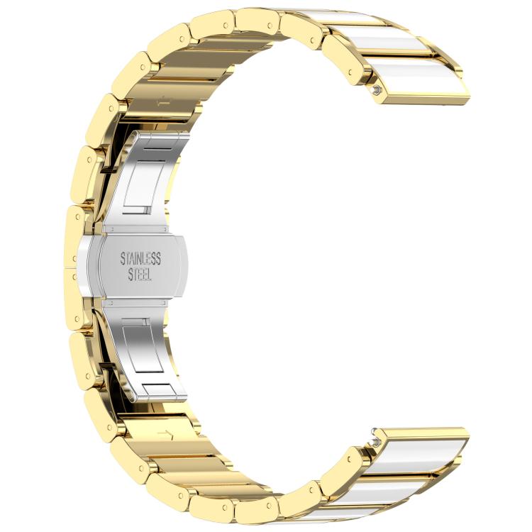 18mm Zinc Alloy Butterfly Buckle Ceramic White Metal Watch Band(Gold+White) - free shipping - PMC TechLife - Order now!