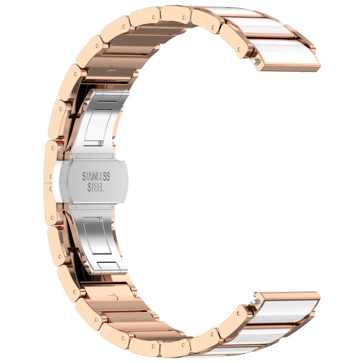 18mm Zinc Alloy Butterfly Buckle Ceramic White Metal Watch Band(Rose Gold+White) - free shipping - PMC TechLife - Order now!