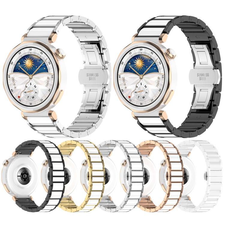 18mm Zinc Alloy Butterfly Buckle Ceramic White Metal Watch Band(Rose Gold+White) - free shipping - PMC TechLife - Order now!