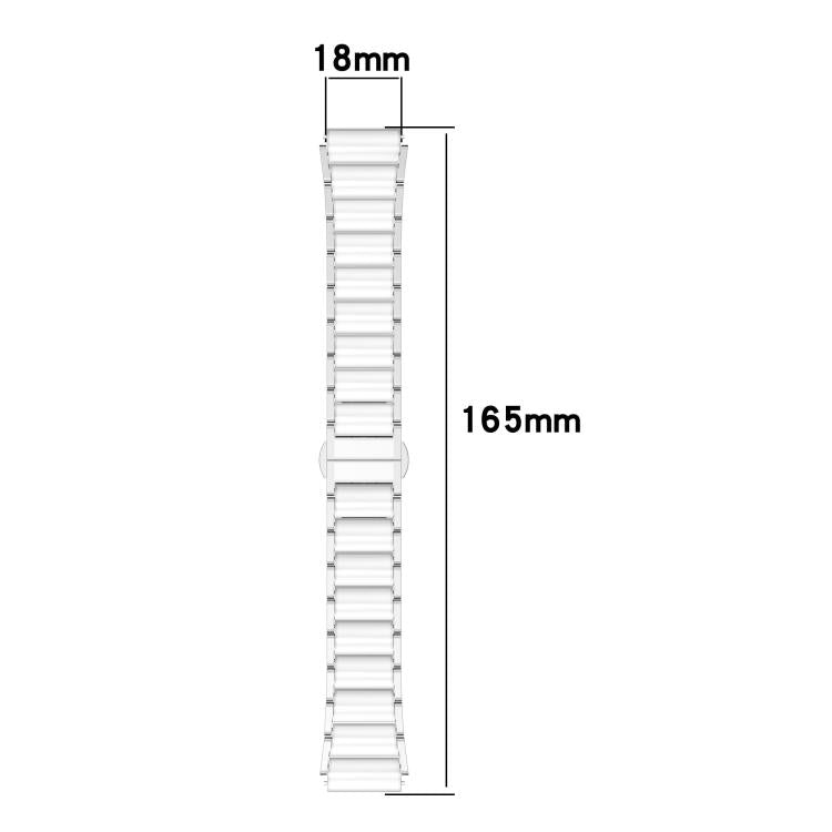 18mm Zinc Alloy Butterfly Buckle Ceramic White Metal Watch Band(Silver+White) - free shipping - PMC TechLife - Order now!