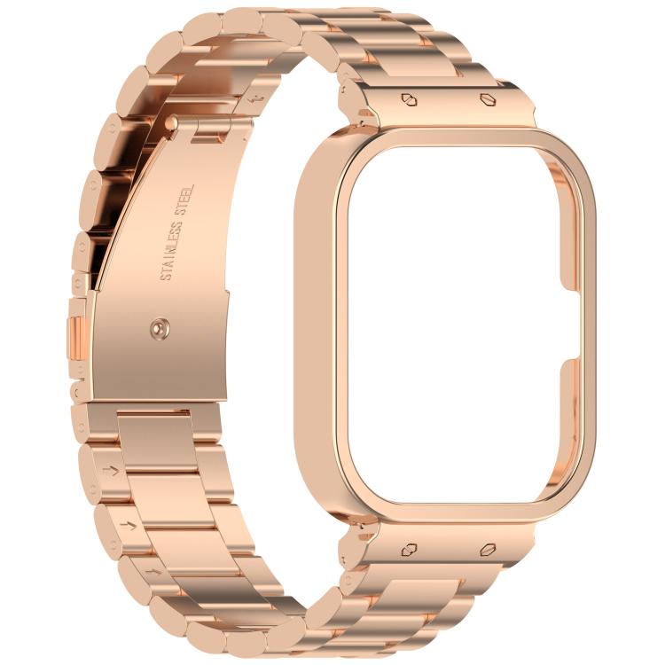 For vivo iQOO Watch GT Watch Frame Integrated Three Beads Stainless Steel Watch Band(Rose Gold) - free shipping - PMC TechLife - Order now!