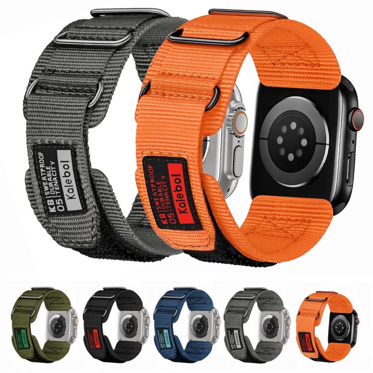 For Apple Watch 42mm / 41mm / 40mm / 38mm Kalebol Hook and Tri-Loop Nylon Watch Band(Black) - free shipping - PMc TechLife - Order now!