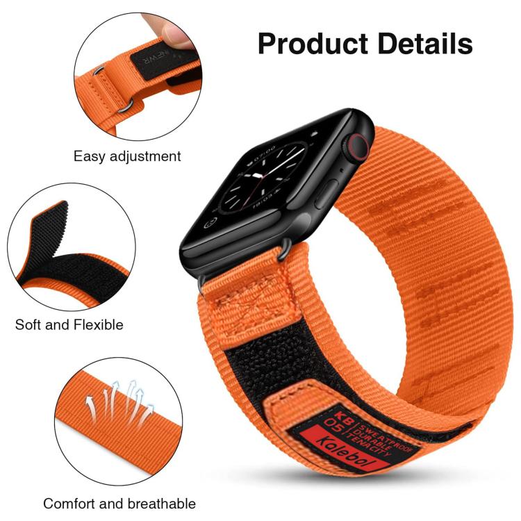 For Apple Watch 42mm / 41mm / 40mm / 38mm Kalebol Hook and Tri-Loop Nylon Watch Band(Blue) - free shipping - PMc TechLife - Order now!