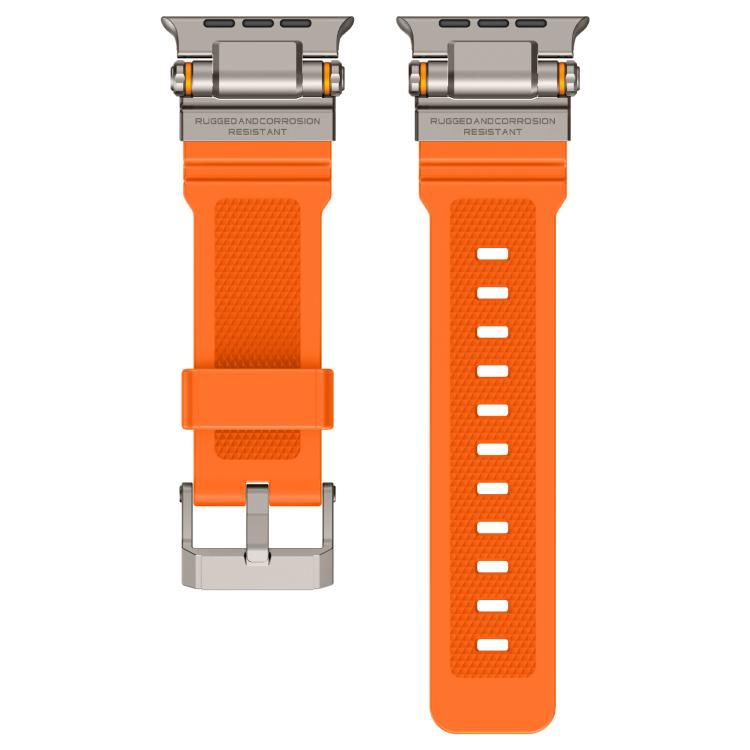 For Apple Watch 42 / 44 / 45 / 46 / 49mm Metal Connector Explorer Silicone Watch Band(Titanium Orange) - free shipping - PMC TechLife - Order now!