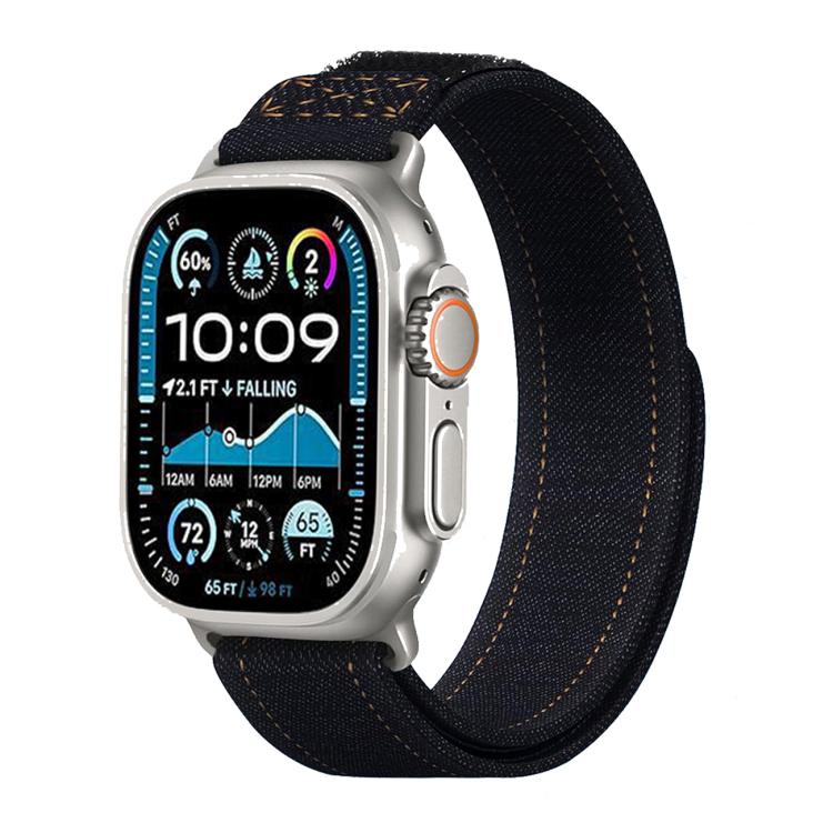 For Apple Watch 42mm / 41mm / 40mm / 38mm Kalebol Cool Denim Nylon Hook and Loop Fastener Watch Band(Black) - free shipping - PMC TechLife - Order now!