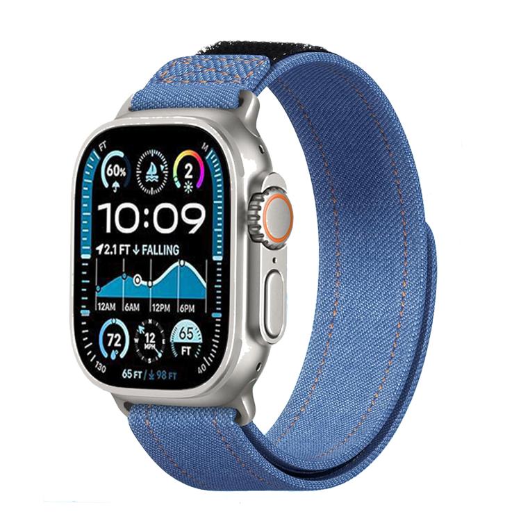 For Apple Watch 46mm / 49mm / 45mm / 44mm Kalebol Cool Denim Nylon Hook and Loop Fastener Watch Band(Dark Blue) - free shipping - PMC TechLife - Order now!