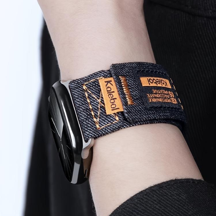For Apple Watch 42mm / 41mm / 40mm / 38mm Kalebol Cool Denim Nylon Hook and Loop Fastener Watch Band(Blue) - free shipping - PMC TechLife - Order now!