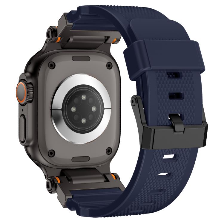 For Apple Watch 46mm / 49mm / 45mm / 44mm Kalebol Outdoor Explorer Metal Connector TPU Watch Band(Black Blue) - free shipping - PMC TechLife - Order now!