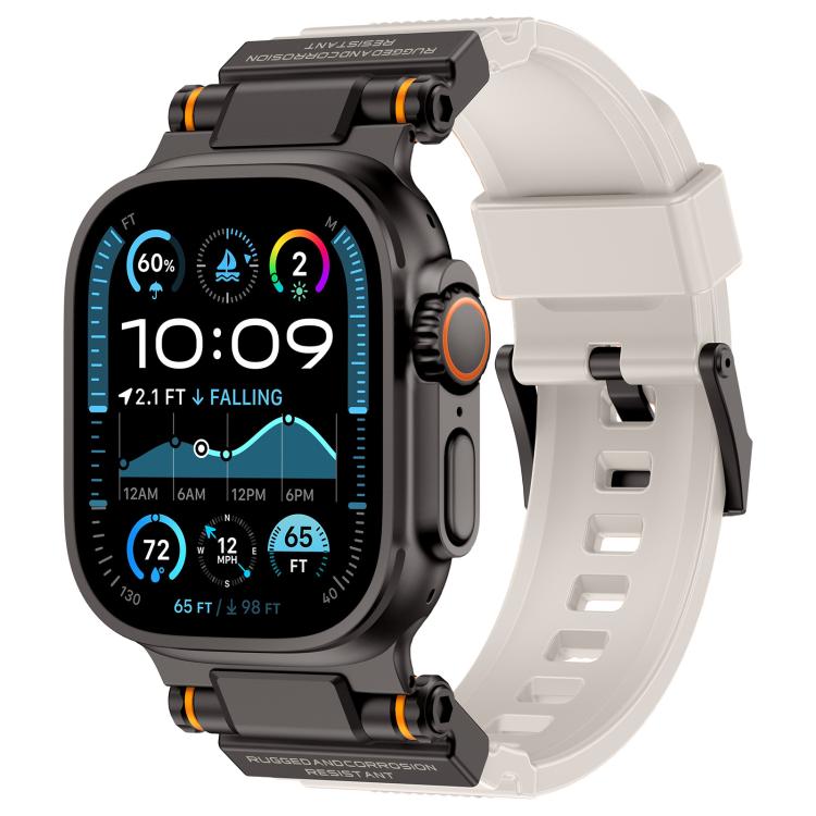 For Apple Watch 46mm / 49mm / 45mm / 44mm Kalebol Outdoor Explorer Metal Connector TPU Watch Band(Black Starlight) - free shipping - PMC TechLife - Order now!