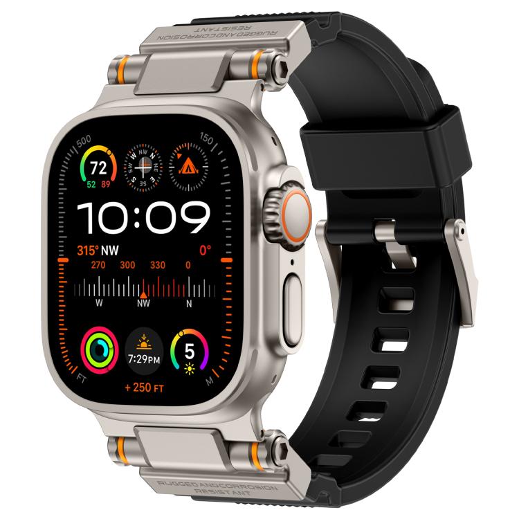 For Apple Watch 46mm / 49mm / 45mm / 44mm Kalebol Outdoor Explorer Metal Connector TPU Watch Band(Titanium Black) - free shipping - PMC TechLife - Order now!