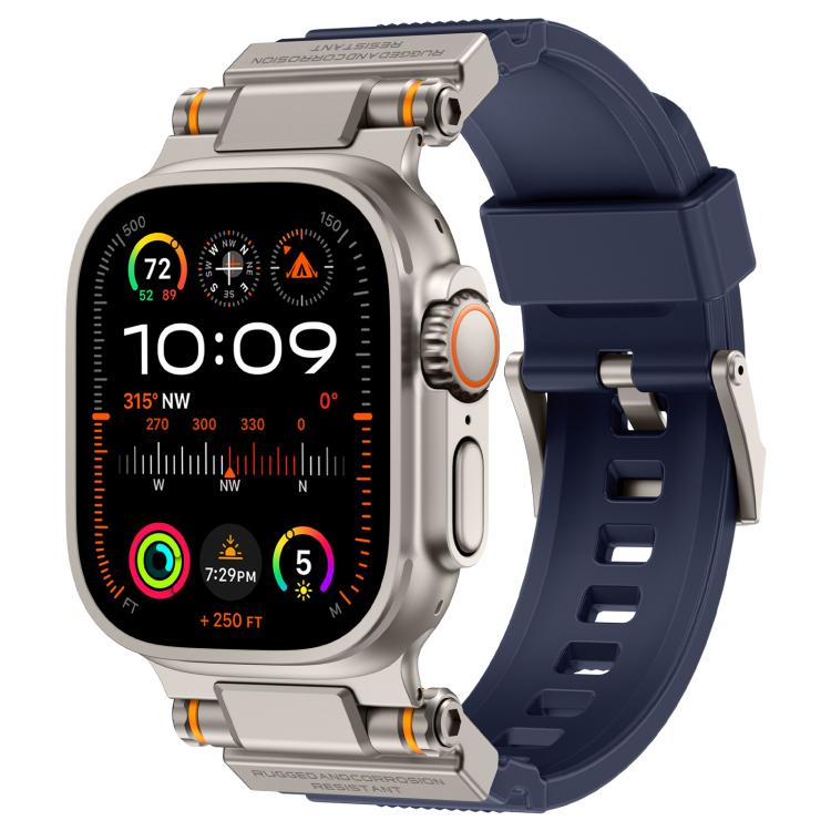 For Apple Watch 46mm / 49mm / 45mm / 44mm Kalebol Outdoor Explorer Metal Connector TPU Watch Band(Titanium Blue) - free shipping - PMC TechLife - Order now!