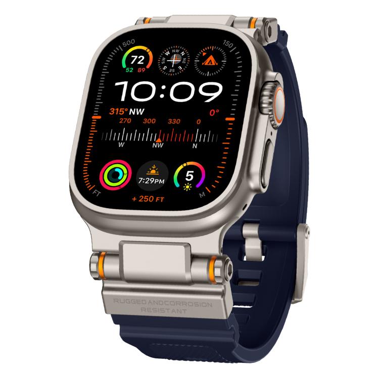 For Apple Watch 46mm / 49mm / 45mm / 44mm Kalebol Outdoor Explorer Metal Connector TPU Watch Band(Titanium Blue) - free shipping - PMC TechLife - Order now!