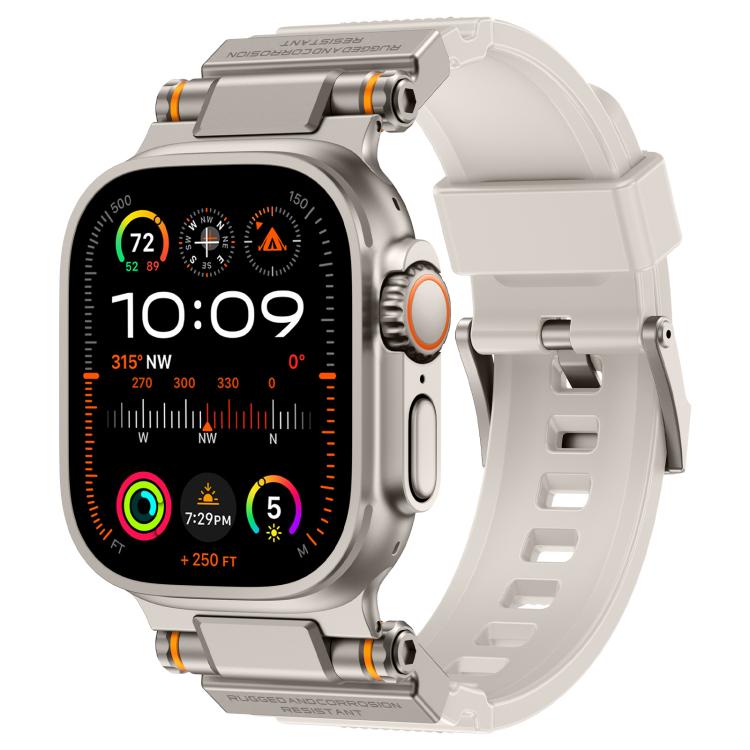 For Apple Watch 46mm / 49mm / 45mm / 44mm Kalebol Outdoor Explorer Metal Connector TPU Watch Band(Titanium Starlight) - free shipping - PMC TechLife - Order now!