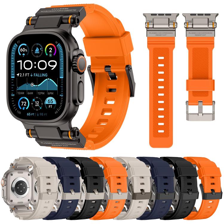 For Apple Watch 46mm / 49mm / 45mm / 44mm Kalebol Outdoor Explorer Metal Connector TPU Watch Band(Titanium Blue) - free shipping - PMC TechLife - Order now!