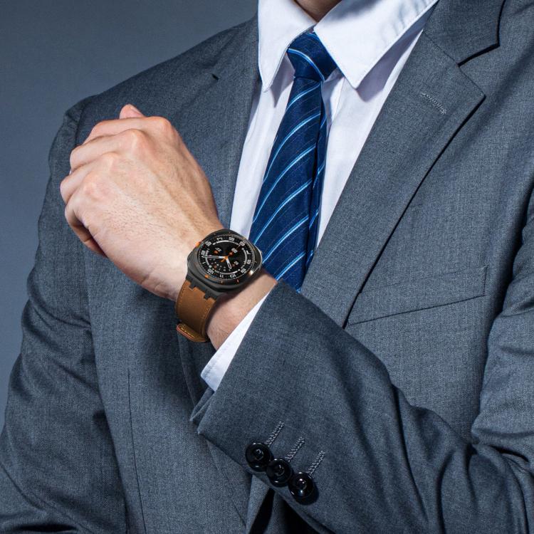 For Samsung Galaxy Watch Ultra 47mm Crazy Horse Leather Watch Band(Black Brown+Black Buckle) - Watch Bands by PMC TechLife | Online Shopping South Africa | PMC TechLife | Buy Now Pay Later Mobicred
