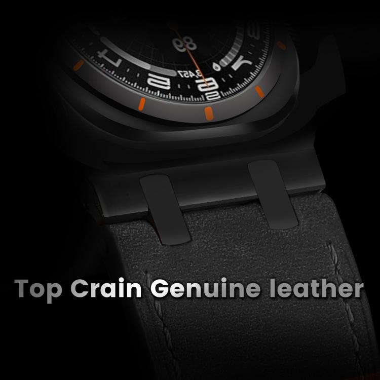 For Samsung Galaxy Watch Ultra 47mm Crazy Horse Leather Watch Band(Black+Black Buckle) - Watch Bands by PMC TechLife | Online Shopping South Africa | PMC TechLife | Buy Now Pay Later Mobicred