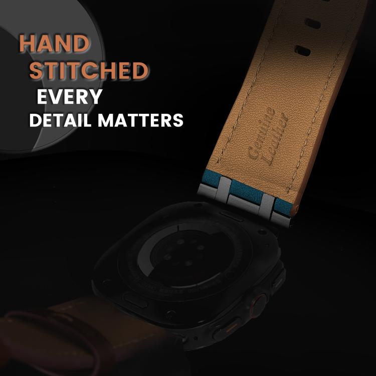 For Samsung Galaxy Watch Ultra 47mm Crazy Horse Leather Watch Band(Dark Blue+Titanium Buckle) - Watch Bands by PMC TechLife | Online Shopping South Africa | PMC TechLife | Buy Now Pay Later Mobicred