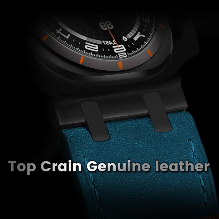 For Samsung Galaxy Watch Ultra 47mm Crazy Horse Leather Watch Band(Dark Blue+Black Buckle) - Watch Bands by PMC TechLife | Online Shopping South Africa | PMC TechLife | Buy Now Pay Later Mobicred