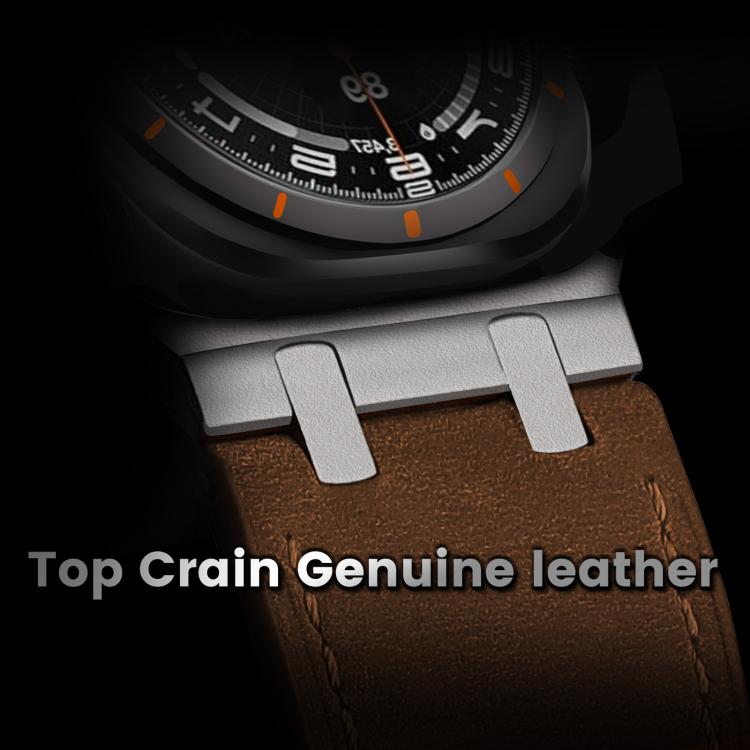 For Samsung Galaxy Watch Ultra 47mm Crazy Horse Leather Watch Band(Black+Titanium) - Watch Bands by PMC TechLife | Online Shopping South Africa | PMC TechLife | Buy Now Pay Later Mobicred