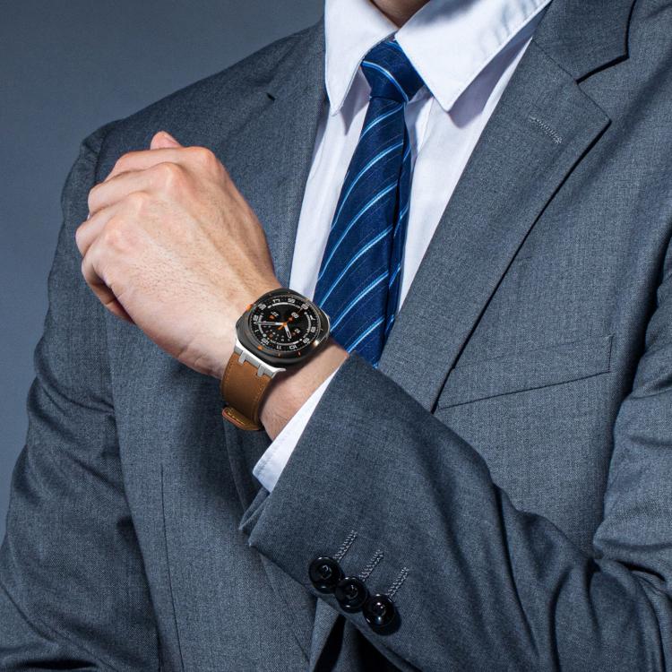 For Samsung Galaxy Watch Ultra 47mm Crazy Horse Leather Watch Band(Black+Titanium) - Watch Bands by PMC TechLife | Online Shopping South Africa | PMC TechLife | Buy Now Pay Later Mobicred
