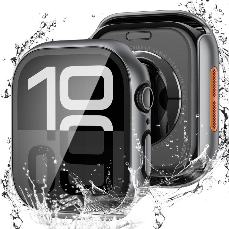 For Apple Watch Series 10 46mm Tempered Film Integrated PC Watch Protective Case(Original Machine Black) - Watch Cases by PMC TechLife | Online Shopping South Africa | PMC TechLife | Buy Now Pay Later Mobicred
