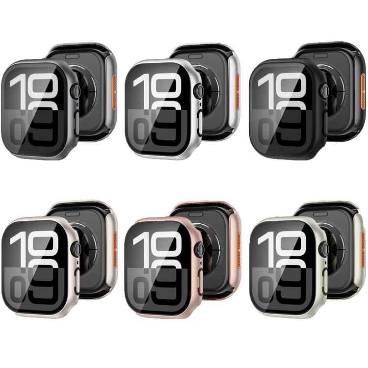 For Apple Watch Series 10 46mm Tempered Film Integrated PC Watch Protective Case(Original Machine Black) - Watch Cases by PMC TechLife | Online Shopping South Africa | PMC TechLife | Buy Now Pay Later Mobicred