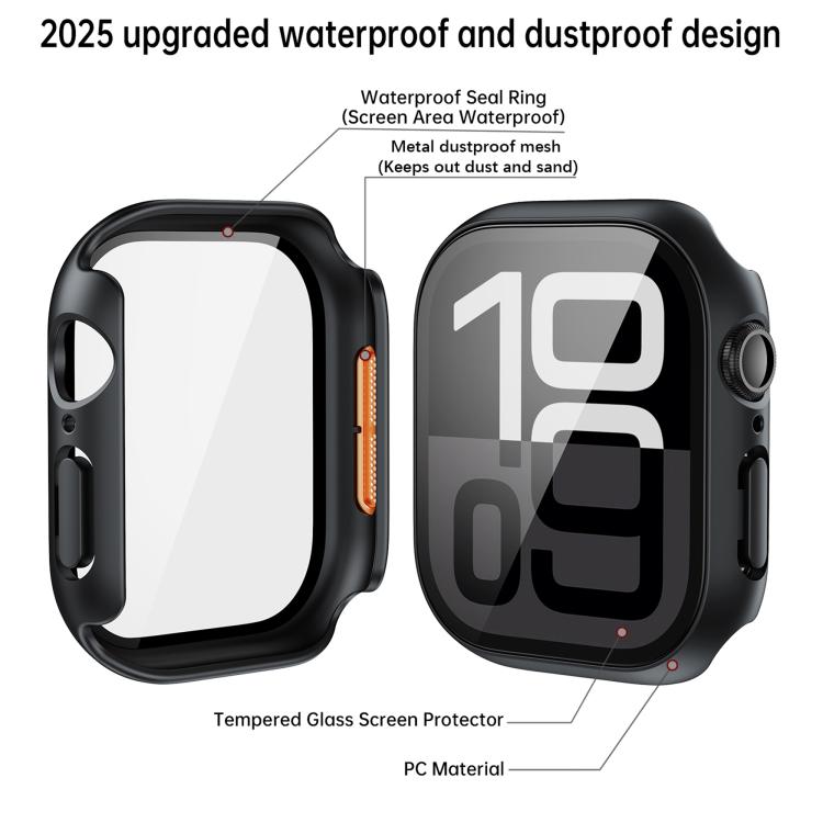 For Apple Watch Series 10 46mm Tempered Film Integrated PC Watch Protective Case(Original Machine Black) - Watch Cases by PMC TechLife | Online Shopping South Africa | PMC TechLife | Buy Now Pay Later Mobicred