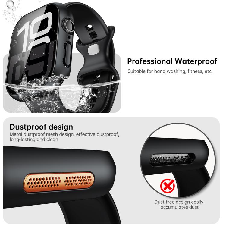 For Apple Watch Series 10 46mm Tempered Film Integrated PC Watch Protective Case(Original Machine Black) - Watch Cases by PMC TechLife | Online Shopping South Africa | PMC TechLife | Buy Now Pay Later Mobicred