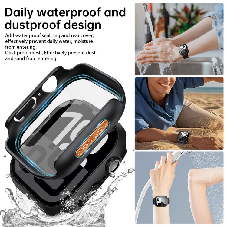 For Apple Watch Series 10 46mm Tempered Film Integrated PC Watch Protective Case(Original Machine Black) - Watch Cases by PMC TechLife | Online Shopping South Africa | PMC TechLife | Buy Now Pay Later Mobicred